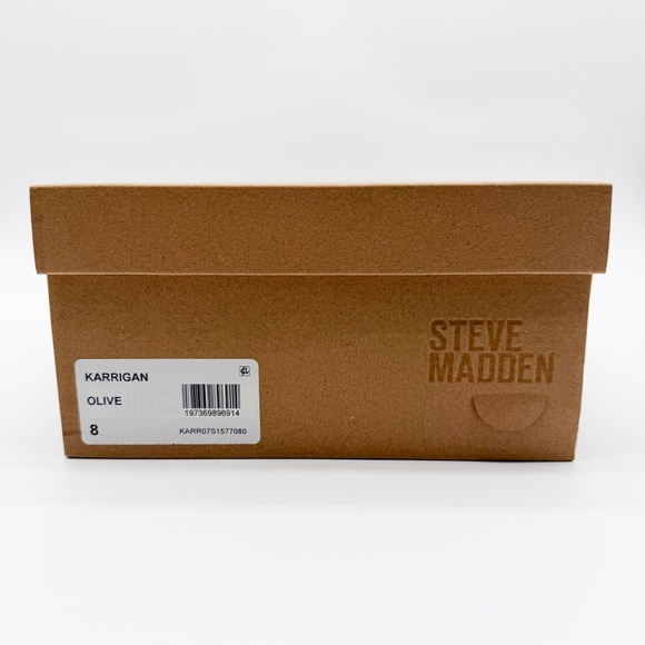 Steve Madden Karrigan Raffia Platform Slide Sandals Olive Woven Buckle 8 NEW - Picture 15 of 15